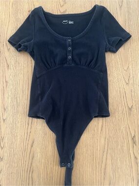 Aerie Black Short-Sleeve Bodysuit